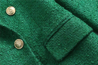 TRAF 2023 Green Long Blazer Woman Tweed Blazer Alodia Store