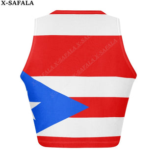 Love Puerto Rico Country 3D Print Summer Slim Render Short Top Sexy Women Sleeveless O Croptops Tank Tops Crop Vest Streetwear alodia store