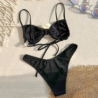 Sexy Flower Bandeau Swimwear Thong Bikini 2024 Women Alodia Store