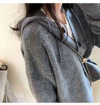 Elegant Knitting 2 Piece Set Women Long Sleeve Coat + Casual Midi Skirt Alodia Store