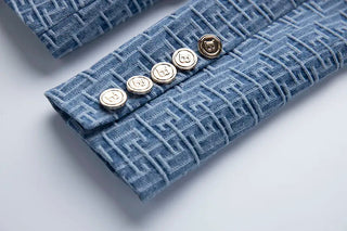 Geometric Pattern Denim Jackets Alodia Store