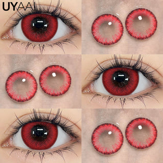 UYAAI 2pcs Halloween Colorful Contact Lenses Anime Cosplay Eye Lenses multicolored lenses Lenses White Black Red Lenses Alodia Store