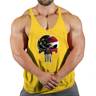 Skull Fitness Clothing Bodybuilding Shirt Men Top Fitness Sleeveless Sweatshirt Gym T-shirts Suspenders Man Men's Vest Stringer Alodia Store