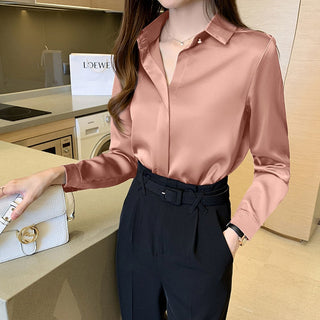 Satin Silk Women's Shirt Long Sleeve Fashion Woman Blouses 2023 alodia store