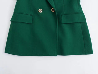 TRAF Green Women's Blazer Tailoring Double Breasted Blazer Alodia Store