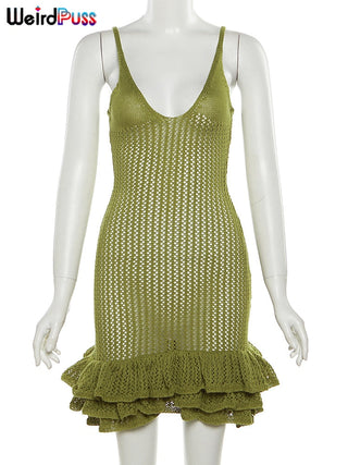 Weird Puss Knit Sleeveless cami bodycon ALODIA STORE