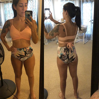 High Waist  Sexy Bikini Set Swimsuit Floral Beachwear V-Neck Bathing Suits Female ALODIA STORE