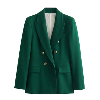 TRAF Green Women's Blazer Tailoring Double Breasted Blazer Alodia Store