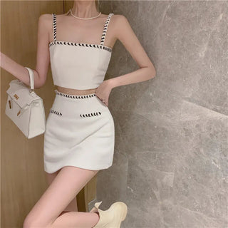 skirt 2 Piece Set Short Tank Top High Waist Skirt Suit Summer Outfits Alodia Store