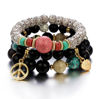 Mexico Bohemian Style Women Accessories Multi-Layer Wooden Beaded Bracelet Tree of Life Tassel Pendant Elastic Bracelet Jewelry Alodia Store