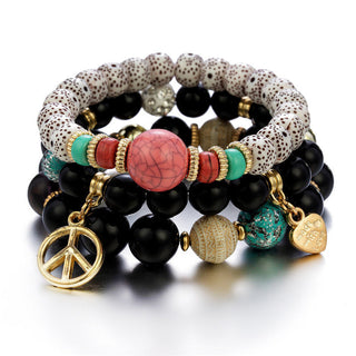 Mexico Bohemian Style Women Accessories Multi-Layer Wooden Beaded Bracelet Tree of Life Tassel Pendant Elastic Bracelet Jewelry Alodia Store