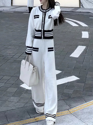 Office Loose Stretch Wide Leg Pants Two Piece Set Alodia Store