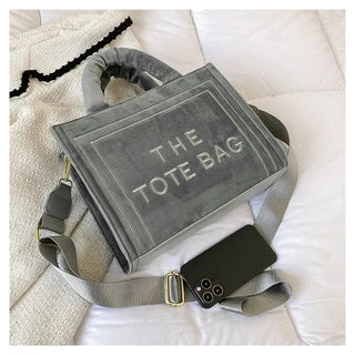 Female Square Tote Crossbody Bag Aesthetic Velour Elegant Alodia Store