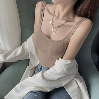 Elasticity TShirt Backless Camisole Female alodia store
