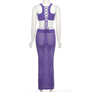 Two Piece Sets Summer Crop Top Maxi Skirt 2pcs Set Women Alodia Store