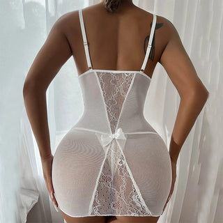 New Sexy Exotic Sets Women Temptation Thin Lingerie Dress With Garters See Through Lingerie Set Lace Exotic Costumes Babydolls Alodia Store