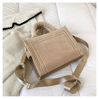 Female Square Tote Crossbody Bag Aesthetic Velour Elegant Alodia Store