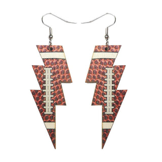 Laser Cutout Baseball Softball Sport Style Lightning Bolt Shape Wooden Dangle Earrings for Women Sproty Wood Charms Jewelry Alodia Store