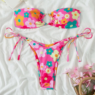 Sexy Floral Bikini Women Pink2 Pieces ALODIA STORE