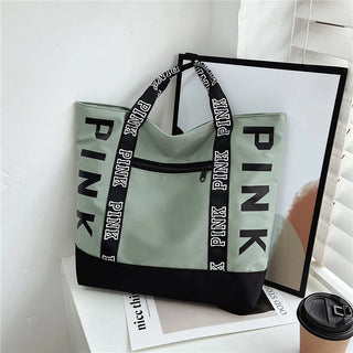 Pink Letter Graphic Tote Handbags Woman - Alodia Store