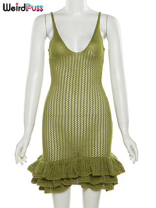 Weird Puss Knit Sleeveless cami bodycon ALODIA STORE