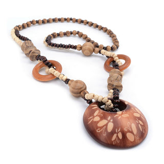 Boho Jewelry Ethnic Style Long Hand Made Bead Wood Elephant Pendant Necklace Sweater Chain For Women Fashion Neck Jewelry Gift Alodia Store