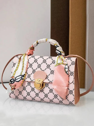 Tote with Scarf Bag Summer PU Leather Printing Shoulder Square Bag for Women Alodia Store