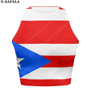 Love Puerto Rico Country 3D Print Summer Slim Render Short Top Sexy Women Sleeveless O Croptops Tank Tops Crop Vest Streetwear alodia store
