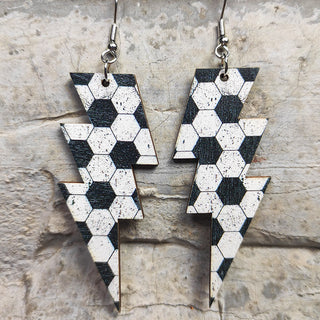 Laser Cutout Baseball Softball Sport Style Lightning Bolt Shape Wooden Dangle Earrings for Women Sproty Wood Charms Jewelry Alodia Store