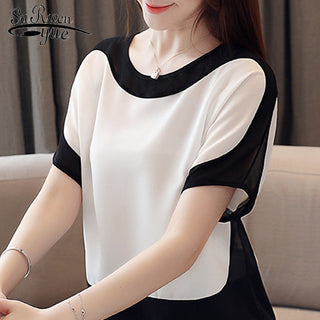NEW SUMMER Print Chiffon Blouse Women alodia store