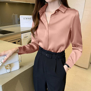 Satin Silk Women's Shirt Long Sleeve Fashion Woman Blouses 2023 alodia store