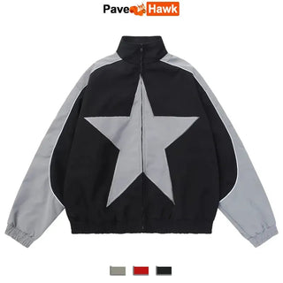 Spring Bomber Jacket Men Women Vintage Star Pattern Harajuku Alodia Store