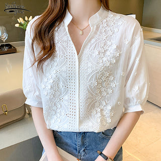 NEW SUMMER Print Chiffon Blouse Women alodia store