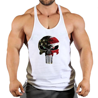 Skull Fitness Clothing Bodybuilding Shirt Men Top Fitness Sleeveless Sweatshirt Gym T-shirts Suspenders Man Men's Vest Stringer Alodia Store