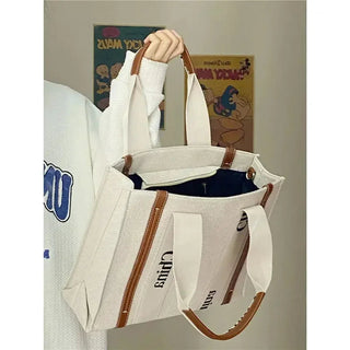 Trend 2024 Designer Canvas Leather Classic Woody Large Tote Bags Y2k Alodia Store