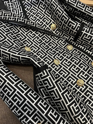 hite Geometric Pattern Jacquard Double-breasted Women Blazer Alodia Store