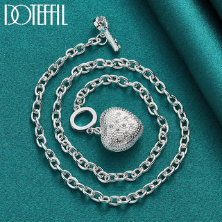 DOTEFFIL 925 Sterling Silver AAA Zircon Heart Bracelet Necklace Ring Set For Woman Wedding Engagement Party Charm Jewelry Alodia Store