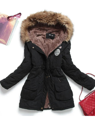 new winter military coats women cotton wadded hooded jacket medium-long casual parka thickness  XXXL Alodia Store