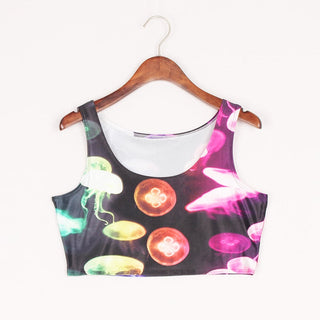 VIP FASHION Summer Sexy 3D Printed Tank Tops Crop Casual Super Short Vest Tops alodia store
