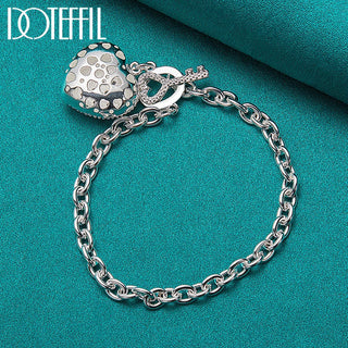 DOTEFFIL 925 Sterling Silver AAA Zircon Heart Bracelet Necklace Ring Set For Woman Wedding Engagement Party Charm Jewelry Alodia Store