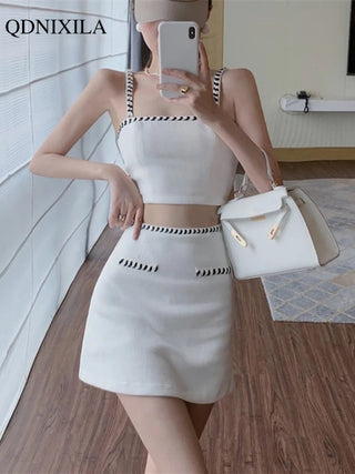 skirt 2 Piece Set Short Tank Top High Waist Skirt Suit Summer Outfits Alodia Store