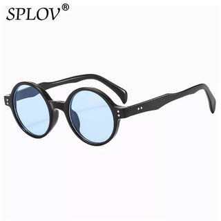New Vintage Round Men Sunglasses Retro Ocean Clear Lens Color Punk Shades Rivets AntiBlue Light Women Eyewear UV400 Alodia Store