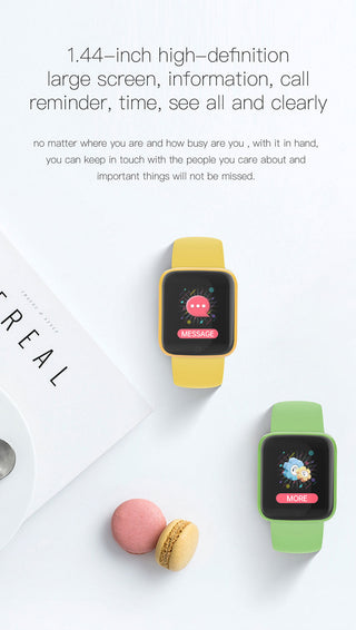 Smart Watch Kids Bluetooth Fitness Tracker Macaron Smartwatch for Men Women Blood Pressure Smart Bracelet for Android IOS Alodia Store