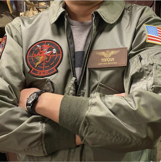 TOP GUN CWU-36P Spring Patched Military Style Bomber Pilot Flight Thin Coat Windbreaker Jacket Alodia Store