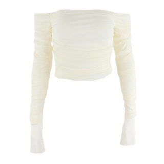 Sexy Backless Lace ups Pullover Tees Women Autumn Black shoulder Slim Longsleeve Short T-Shirt Alodia Store