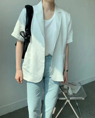Cotton Linen Short-sleeved Coat Loose Alodia Store
