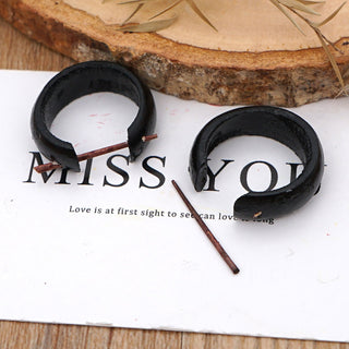 Go2BoHo Black New Fashion Natural Wooden Ear Decoration Loop Hippy Style Earrings for Man and Women Jewelry as Gift Alodia Store