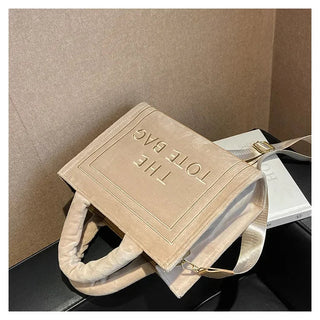 Female Square Tote Crossbody Bag Aesthetic Velour Elegant Alodia Store