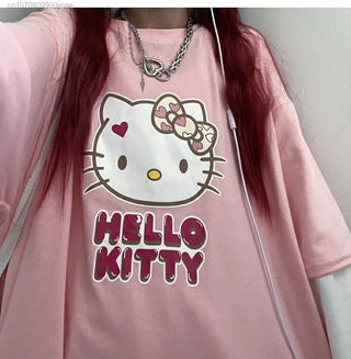 Sanrio Hello Kitty Sweet Long Sleeve Shirt Women Y2K Street Fashion Clothes Lovely Oversized Casual Pullover Korean Style Tops Alodia Store