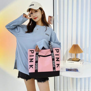 Pink Letter Graphic Tote Handbags Woman - Alodia Store